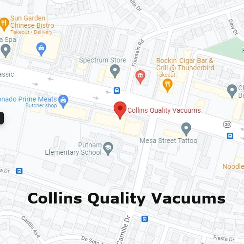 Map showing Collins Quality Vacuums at 6507 North Mesa Street, El Paso, Texas 79912