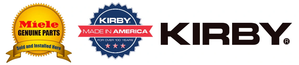 Miele and Kirby brand logos — authorized sales and service